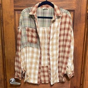 In Loom patchwork plaid button up